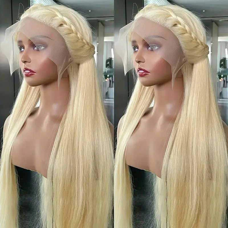 Ulike 613 Blonde 360 Transparent Lace Straight Wigs Human Hair Pre Plucked Hairline