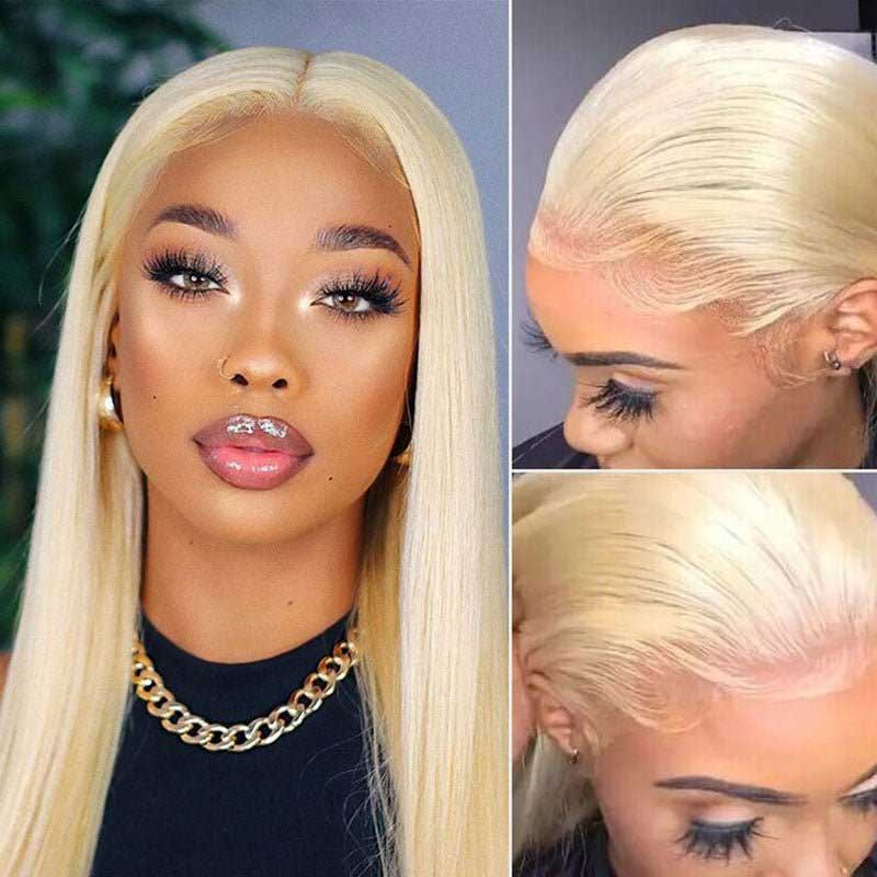 Ulike 613 Blonde 360 Transparent Lace Straight Wigs Human Hair Pre Plucked Hairline