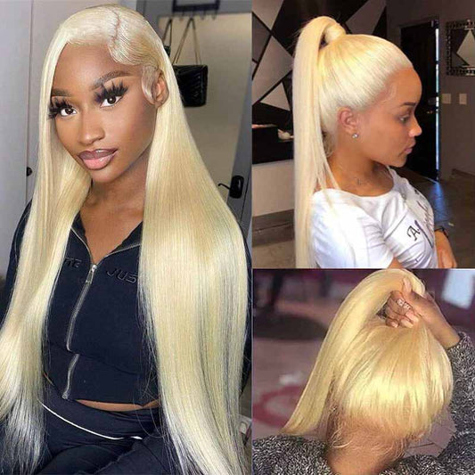 Ulike 613 Blonde 360 Transparent Lace Straight Wigs Human Hair Pre Plucked Hairline