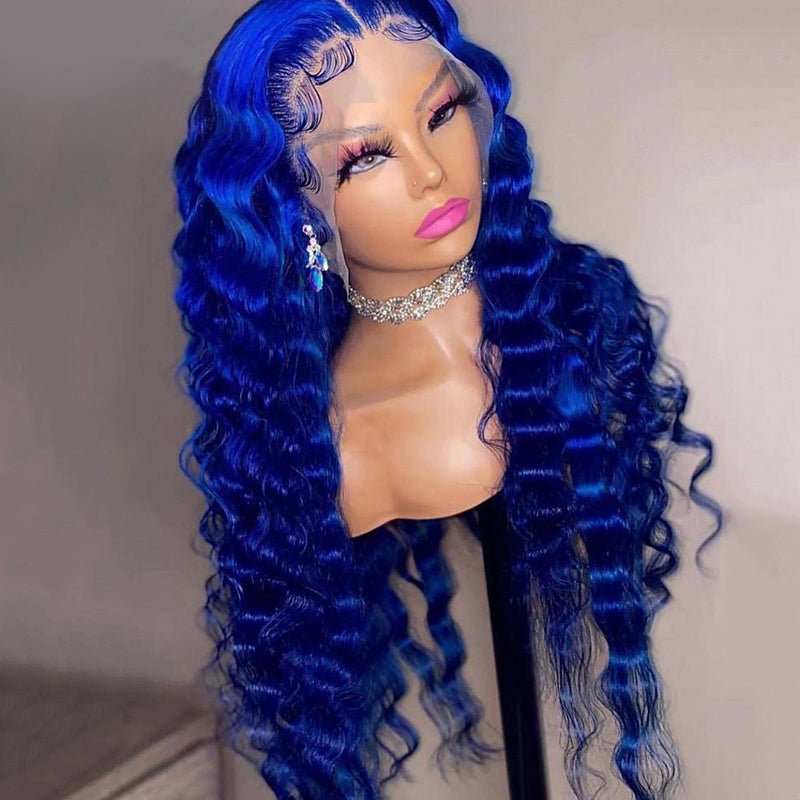 Ulike Blue Lace Front Wigs Deep Wave Human Hair 13x4 Wigs Pre Plucked Natural Hairline