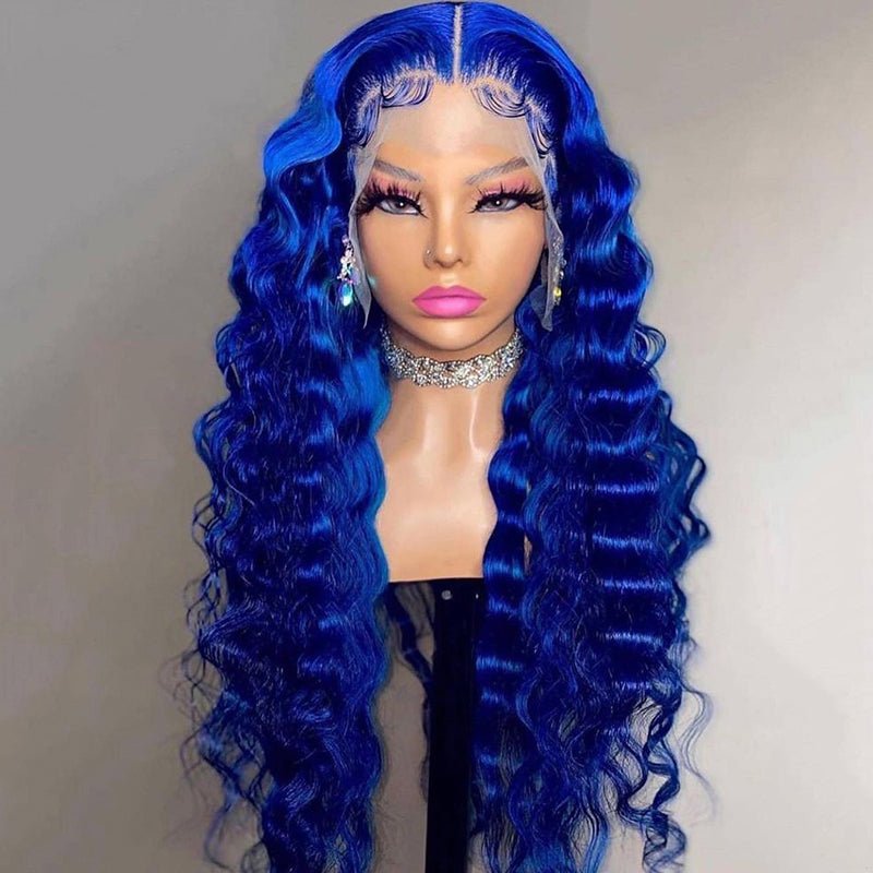 Ulike Blue Lace Front Wigs Deep Wave Human Hair 13x4 Wigs Pre Plucked Natural Hairline