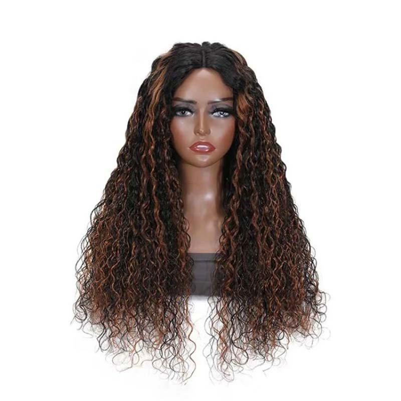 Ulike Brown Black Color 360 Lace Water Wave Wigs 1B/30 Highlight Transparent  Wigs  Human Hair Colored Wigs