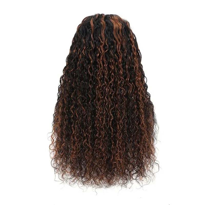 Ulike Brown Black Color 360 Lace Water Wave Wigs 1B/30 Highlight Transparent  Wigs  Human Hair Colored Wigs