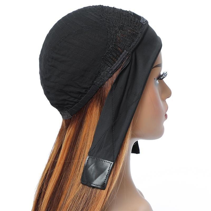 Ulike Color 4/27 Highlight Headband Wigs Straight Human Hair Wigs No Glue No Lace Wigs For Beginners