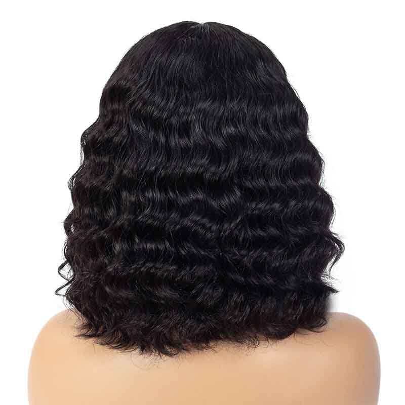 Ulike Deep Wave 4x4 Lace Closure Bob Wigs Short Human Hair Wigs 180% Density