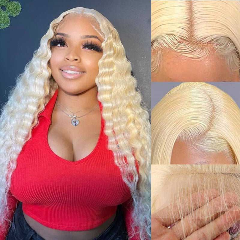 Ulike Deep Wave 613 Blonde Wigs Luxurious 13x6 Blonde Human Hair Lace Front Wigs For Sale