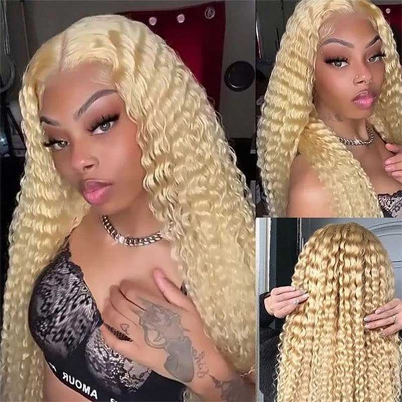 Ulike Deep Wave 613 Blonde Wigs Luxurious 13x6 Blonde Human Hair Lace Front Wigs For Sale