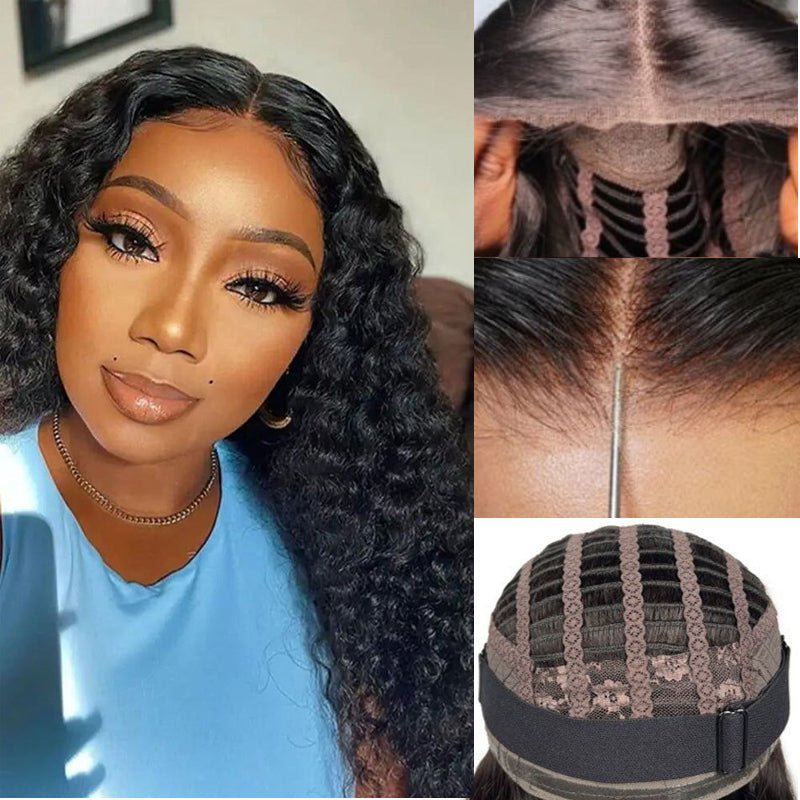 Ulike Deep Wave Pre Cut 5x5 Transparent Lace Closure Wig Human Hair Glueless Lace Wigs With Breathable Cap