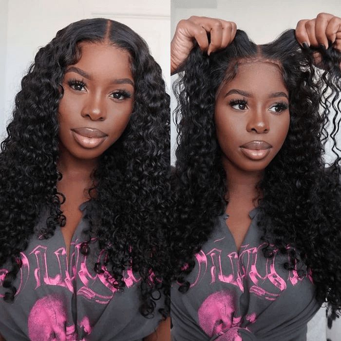 Ulike Deep Wave Pre Cut 5x5 Transparent Lace Closure Wig Human Hair Glueless Lace Wigs With Breathable Cap