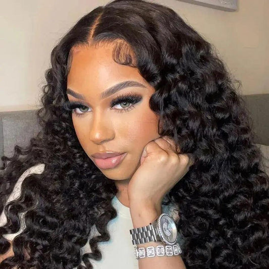 Ulike Deep Wave Pre Cut 5x5 Transparent Lace Closure Wig Human Hair Glueless Lace Wigs With Breathable Cap