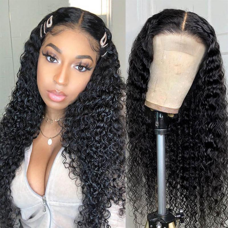 Ulike Deep Wave 4x4 Glueless Lace Closure Human Hair Wigs For Black Women