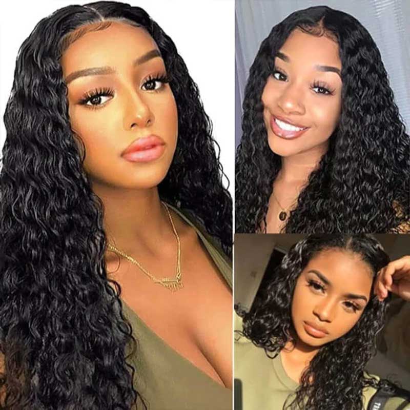 Ulike Deep Wave 4x4 Glueless Lace Closure Human Hair Wigs For Black Women