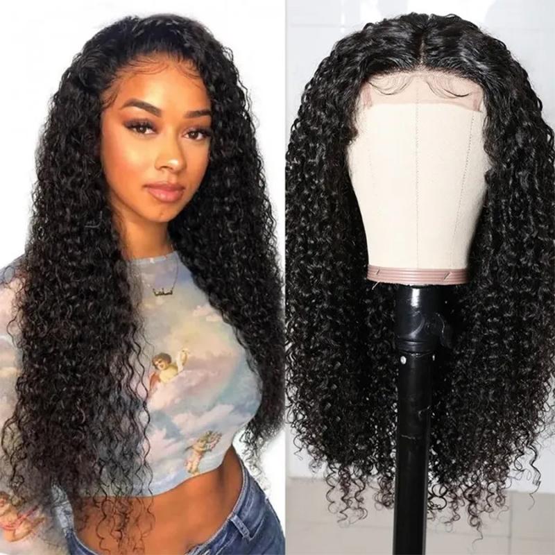 Ulike Kinky Curly 4x4 Lace Glueless Closure Wig Pre Plucked Human Hair