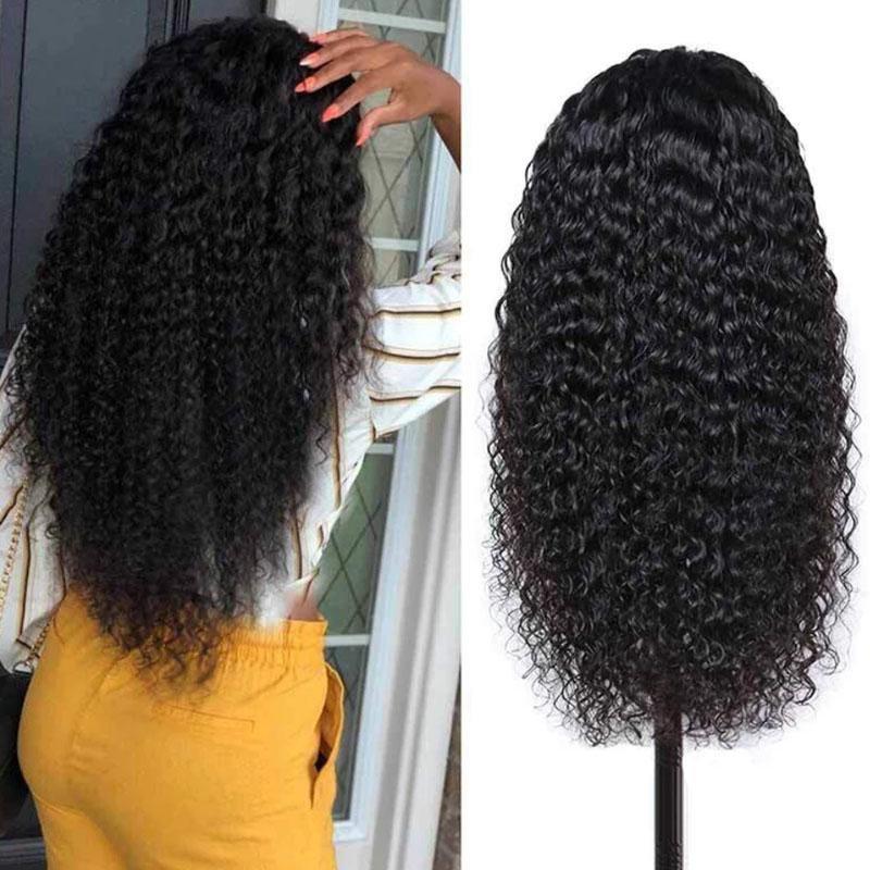 Ulike Kinky Curly 4x4 Lace Glueless Closure Wig Pre Plucked Human Hair