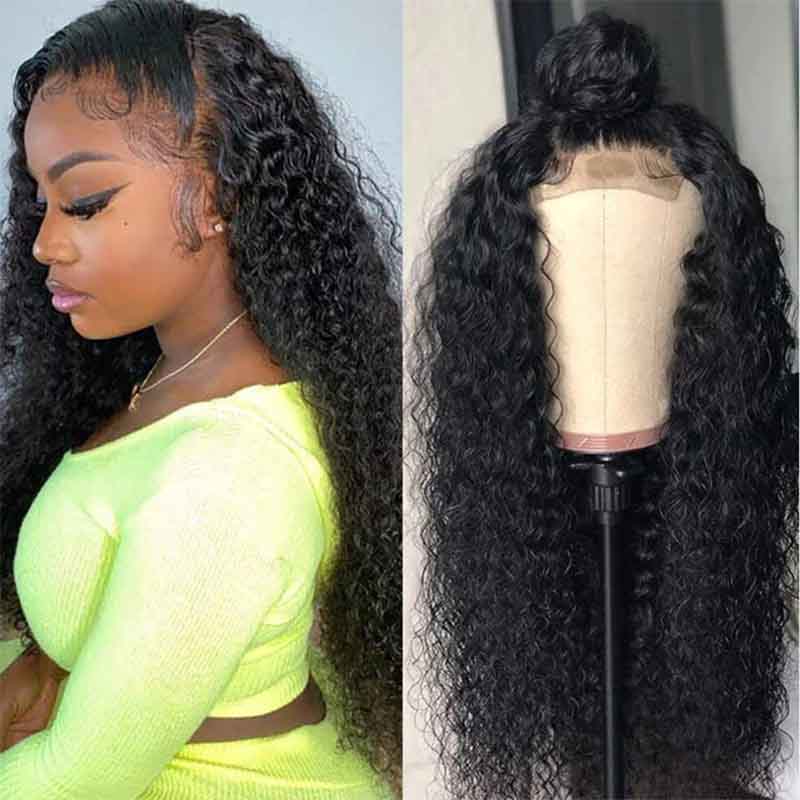 Ulike Full Lace Jerry Curly Wigs Human Hair Transparent Wigs Pre Plucked Hairline 180% Denisty