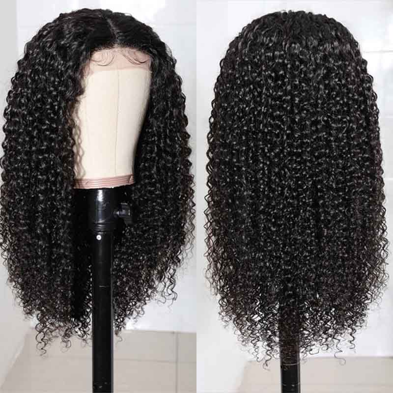 Ulike Full Lace Jerry Curly Wigs Human Hair Transparent Wigs Pre Plucked Hairline 180% Denisty