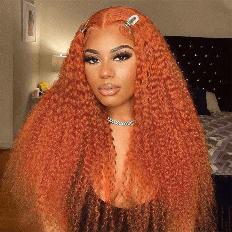 Ulike Ginger Color Lace Front Wigs Jerry Curly 13*4 13*6 Lace Wigs With Pre Plucked Hairline