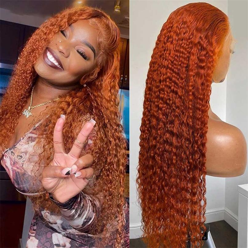 Ulike Ginger Color Lace Front Wigs Jerry Curly 13*4 13*6 Lace Wigs With Pre Plucked Hairline