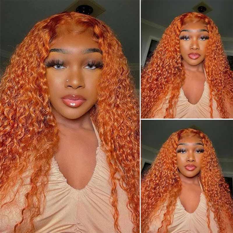 Ulike Ginger Color Lace Front Wigs Jerry Curly 13*4 13*6 Lace Wigs With Pre Plucked Hairline