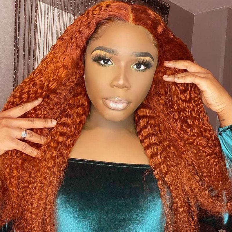 Ulike Ginger Color Lace Front Wigs Jerry Curly 13*4 13*6 Lace Wigs With Pre Plucked Hairline