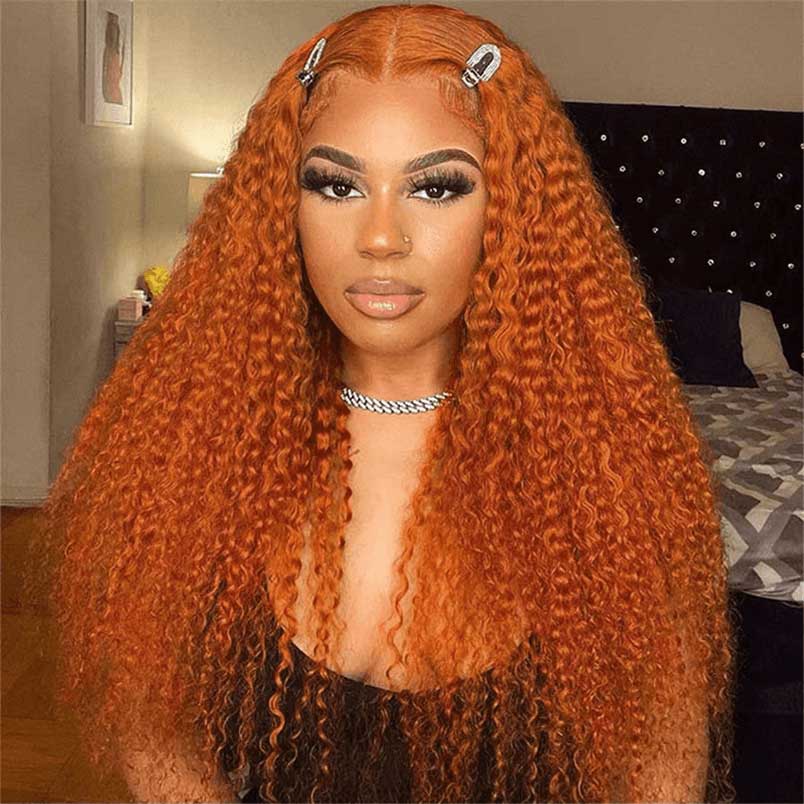 Ulike Ginger Color Lace Front Wigs Jerry Curly 13*4 13*6 Lace Wigs With Pre Plucked Hairline