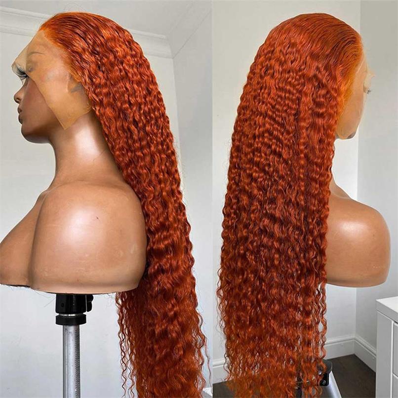 Ulike Ginger Color Lace Front Wigs Jerry Curly 13*4 13*6 Lace Wigs With Pre Plucked Hairline