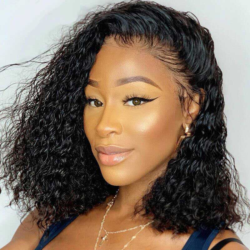 ulike Glueless Pre Cut 4x4 Lace Closure Bob Wigs Human Hair Water Wave Wear Go Wigs