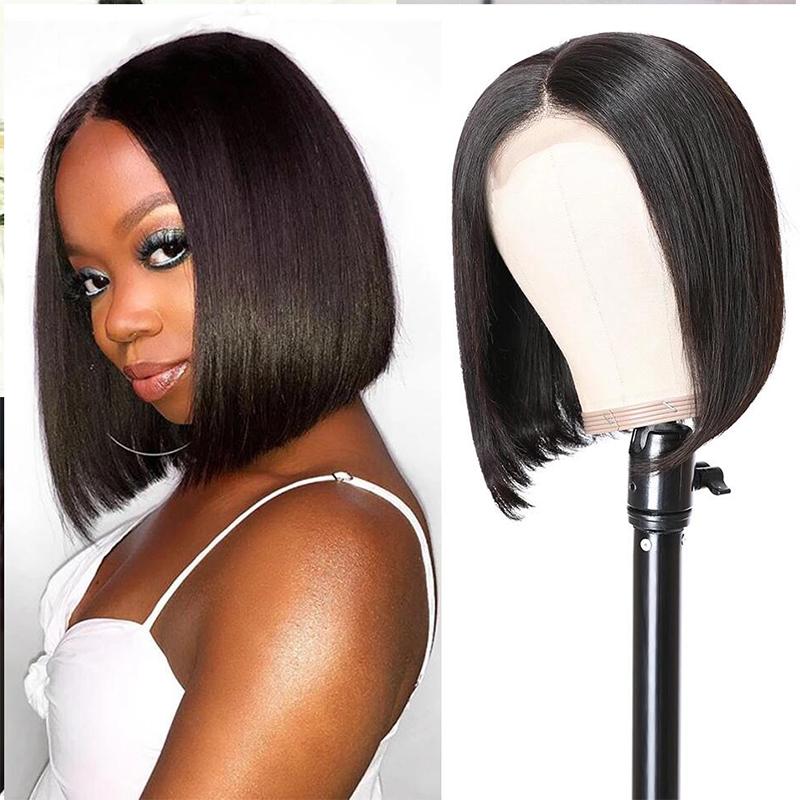 Ulike Hair Short Straight BOB Wigs 4X4 Lace Closure Wig 200% Density