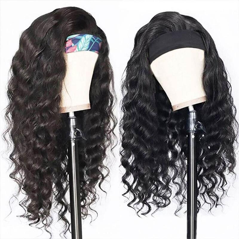 Ulike Headband Wig Loose Wave Natural Color Human Virgin Hair Wig Headband Half Wig