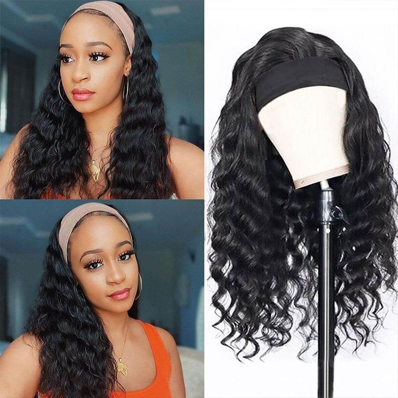 Ulike Headband Wig Loose Wave Natural Color Human Virgin Hair Wig Headband Half Wig