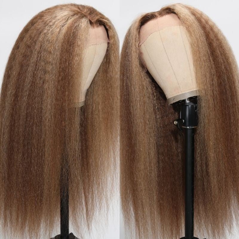 Ulike Highlight 13*4 Lace Front Wigs TL412 Honey Blonde Kinky Straight Human Hair Lace Wigs