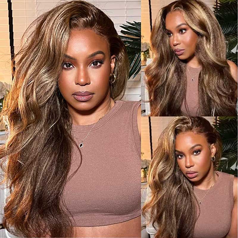 Ulike Highlight 13*4 Lace Front Wigs TL412 Honey Blonde Kinky Straight Human Hair Lace Wigs