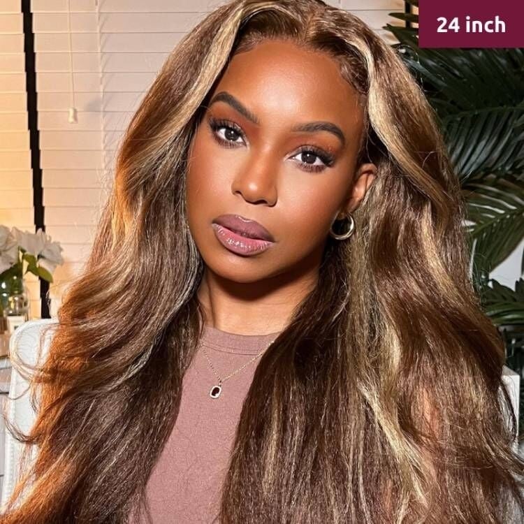 Ulike Highlight 13*4 Lace Front Wigs TL412 Honey Blonde Kinky Straight Human Hair Lace Wigs