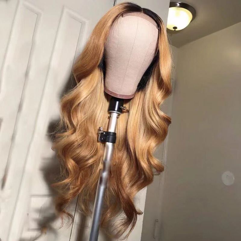 Ulike Honey Blonde 1B/27 Ombre Colored Hair Wigs Straight And Body Wave 13×4 Lace Front Wigs New Style 180% Density