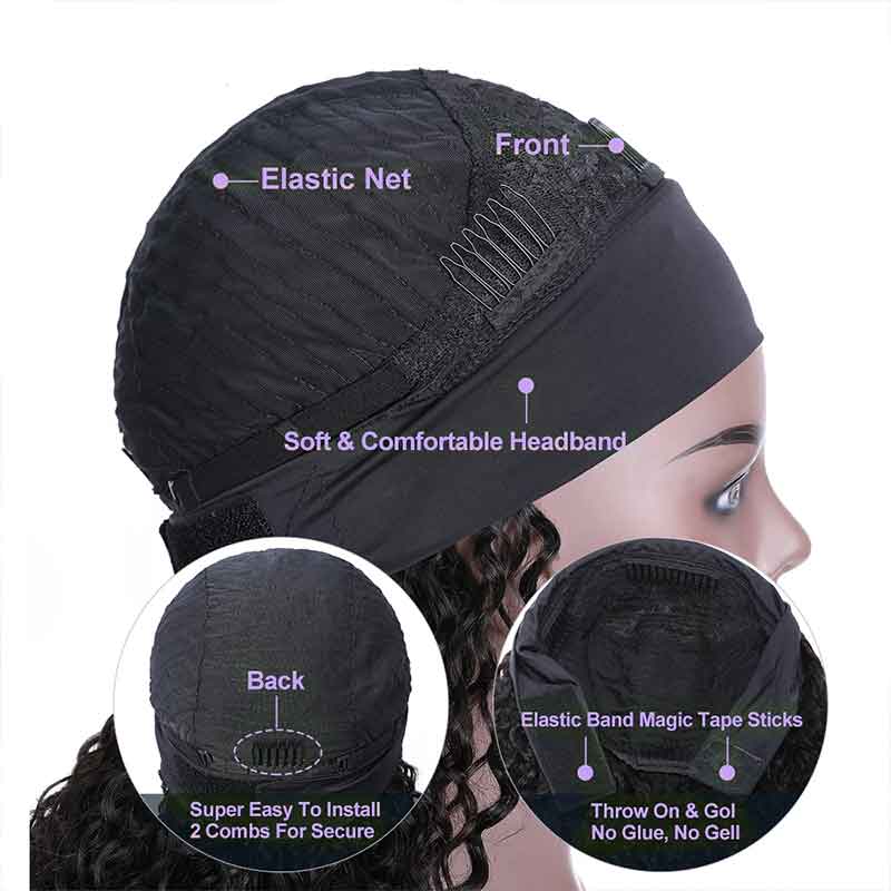 Ulike Human Hair Wigs Jerry Curly Headband Wigs Affordable Wigs Scarf Wig Glueless 14-24 inch For Black Women