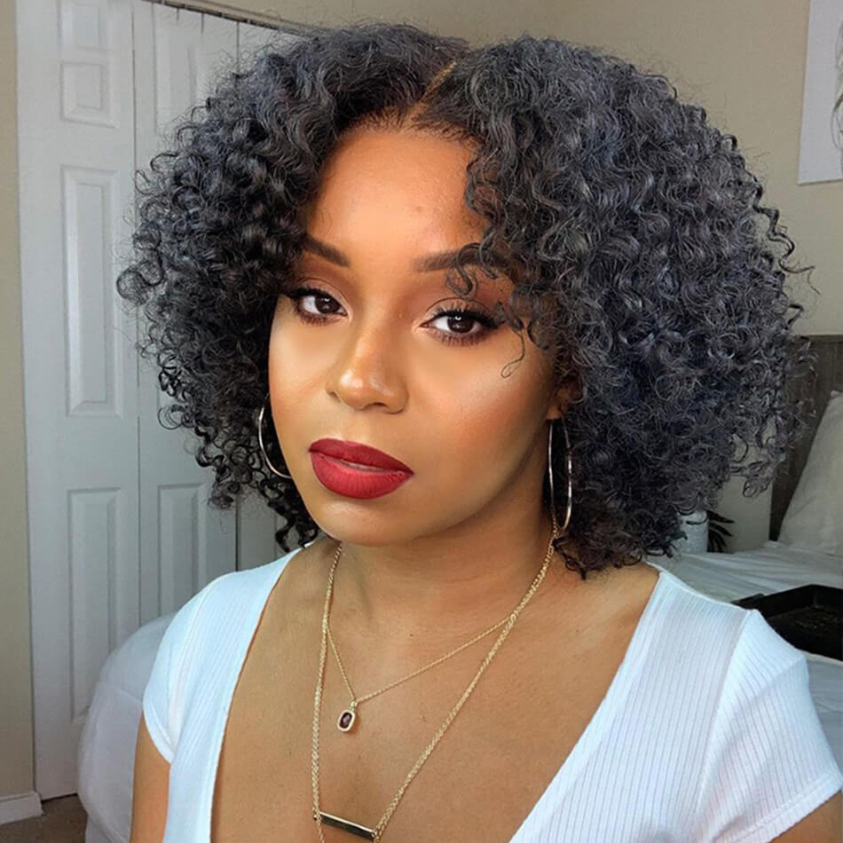 Ulike Kinky Curly Human Hair Bob Wigs Pre-Plucked 13x4 Lace Front Wigs Favorable Price