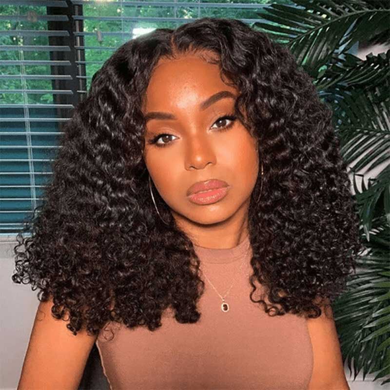 Ulike Kinky Curly Human Hair Bob Wigs Pre-Plucked 13x4 Lace Front Wigs Favorable Price