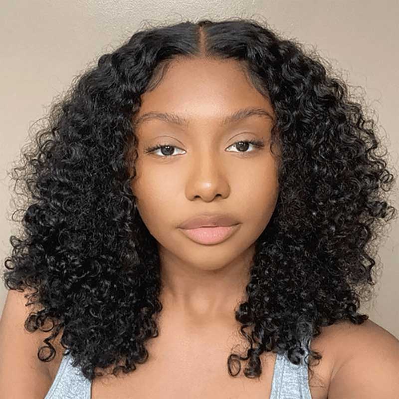 Ulike Kinky Curly Human Hair Bob Wigs Pre-Plucked 13x4 Lace Front Wigs Favorable Price