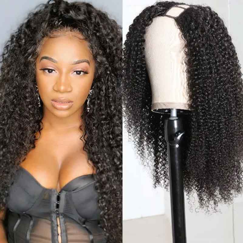 Ulike Kinky Curly Wig U Part Wig Brazilian Virgin Human Hair Beginner Friendly