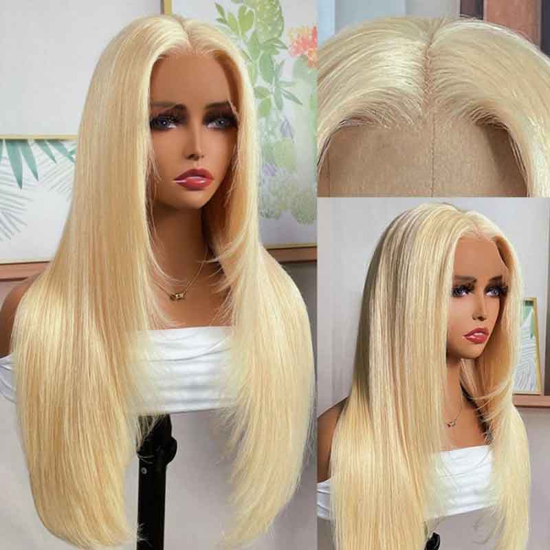 Ulike Layered Haircut 613 Blonde Lace Front Wigs 13x4 Transparent Lace Straight Wigs