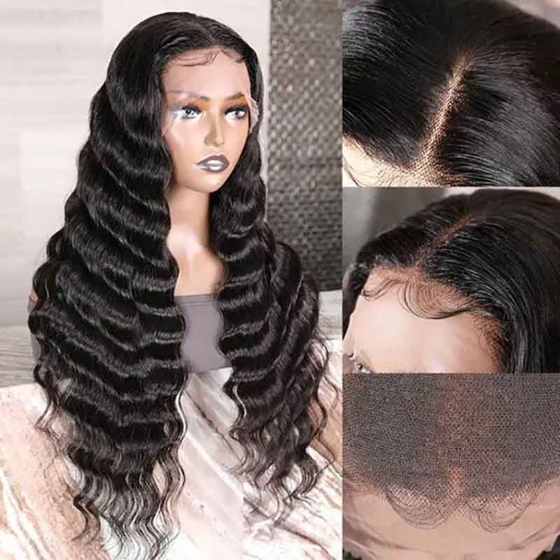 Ulike Loose Deep Wave 13x4 Transparent Lace Wigs 100% Vrigin Human Hair