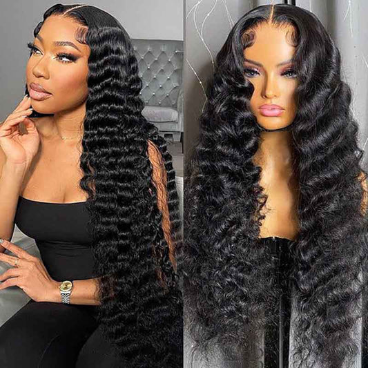 Ulike Loose Deep Wave 13x4 Transparent Lace Wigs 100% Vrigin Human Hair