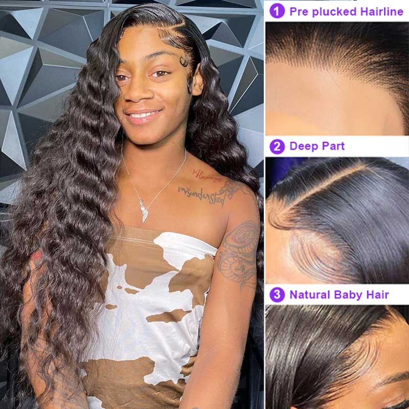 Ulike Loose Deep Wave 13x4 Transparent Lace Wigs 100% Vrigin Human Hair