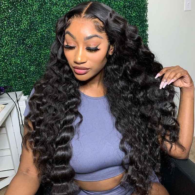 Ulike Loose Deep Wave 13x4 Transparent Lace Wigs 100% Vrigin Human Hair