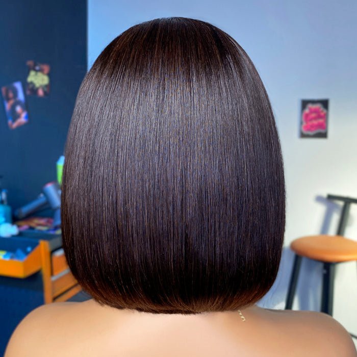 ulike More Natural Straight Bob Hairstyle With Side Part Pre-Bleached Knots Transparent Glueless C Part Lace Wig