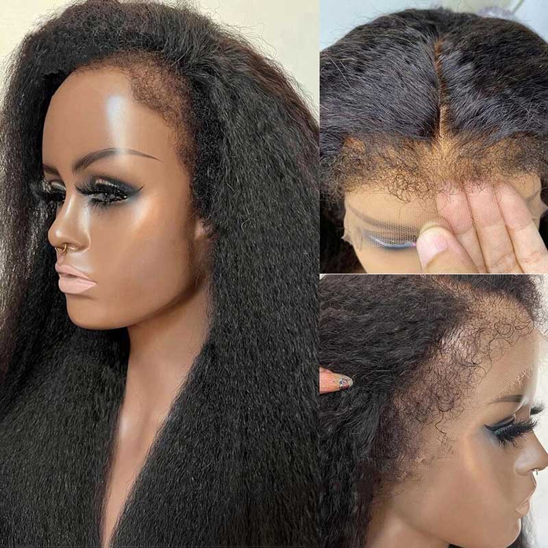 Ulike New Trends 4C Edges Kinky Straight 13x4 HD Lace Front Wig With 4C Natural Hairline