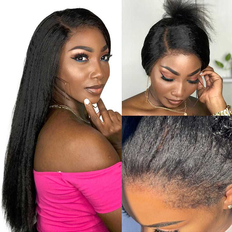 Ulike New Trends 4C Edges Kinky Straight 13x4 HD Lace Front Wig With 4C Natural Hairline