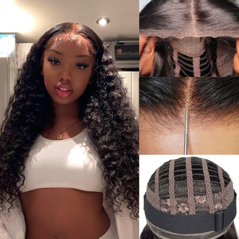 Ulike Pre Cut Lace Jerry Curly 5X5 Transparent Lace Closure Wigs Pre Plucked Breathable Air Wig