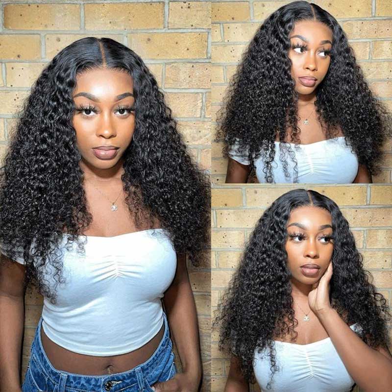 Ulike Pre Cut Lace Jerry Curly 5X5 Transparent Lace Closure Wigs Pre Plucked Breathable Air Wig