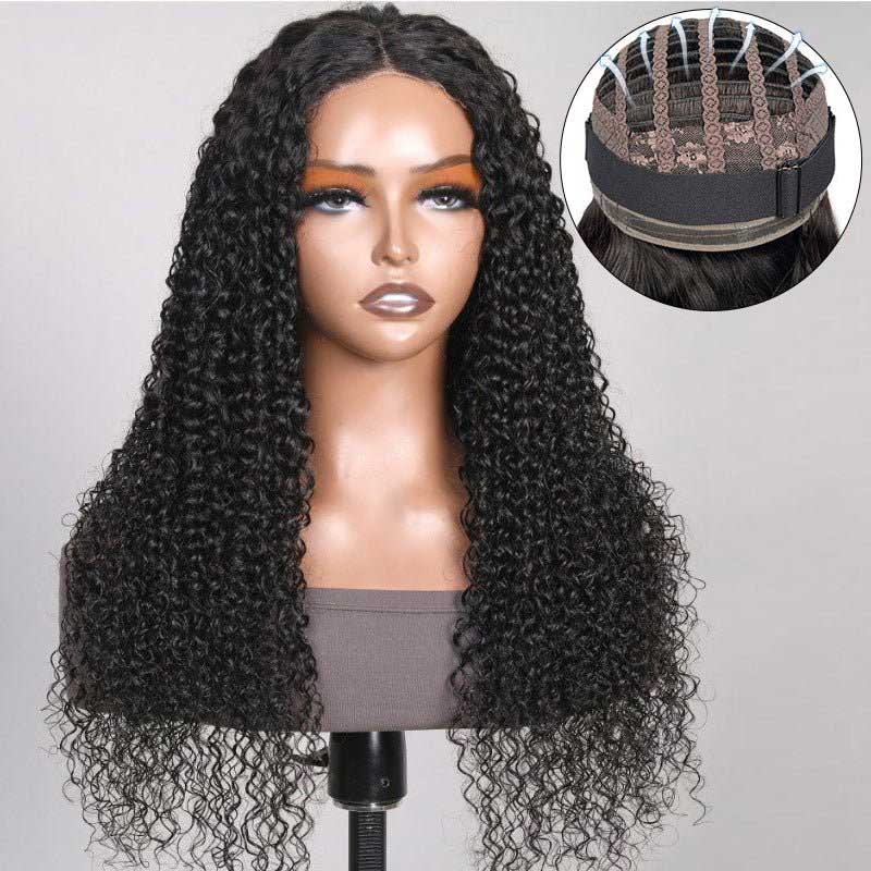 Ulike Pre Cut Lace Jerry Curly 5X5 Transparent Lace Closure Wigs Pre Plucked Breathable Air Wig